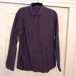 Perry Ellis Plaid Dress Shirt, Purple XL